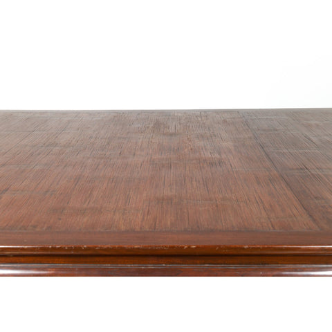 Vintage Dining Table with Open Mat Top Inlay, Arched Apron and Horsehoof Legs-Chinese Furniture, Asian Antiques & Vintage Home Décor in NYC-FEA Home