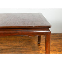 Vintage Dining Table with Open Mat Top Inlay, Arched Apron and Horsehoof Legs
