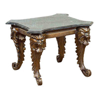 Vintage Renaissance Style Side Table with Grotesque Motifs and Black Marble Top