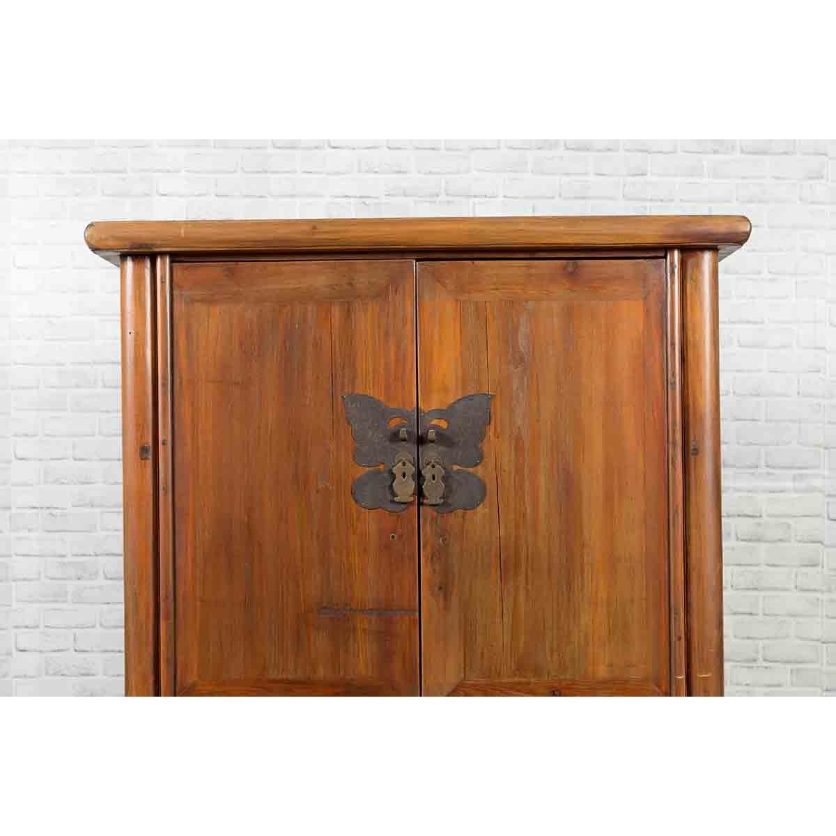 Chinese 19th Century Qing Dynasty Period Wedding Cabinet with Butterfly Hardware-5. Asian &amp; Chinese Furniture, Art, Antiques, Vintage Home Décor for sale at FEA Home