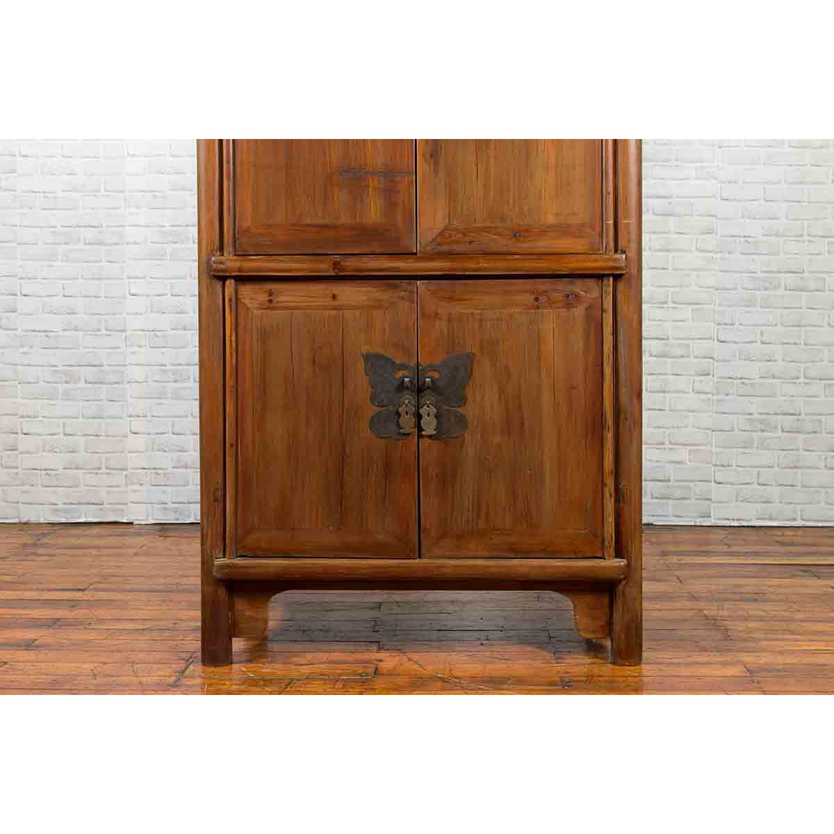 Chinese 19th Century Qing Dynasty Period Wedding Cabinet with Butterfly Hardware-6. Asian &amp; Chinese Furniture, Art, Antiques, Vintage Home Décor for sale at FEA Home