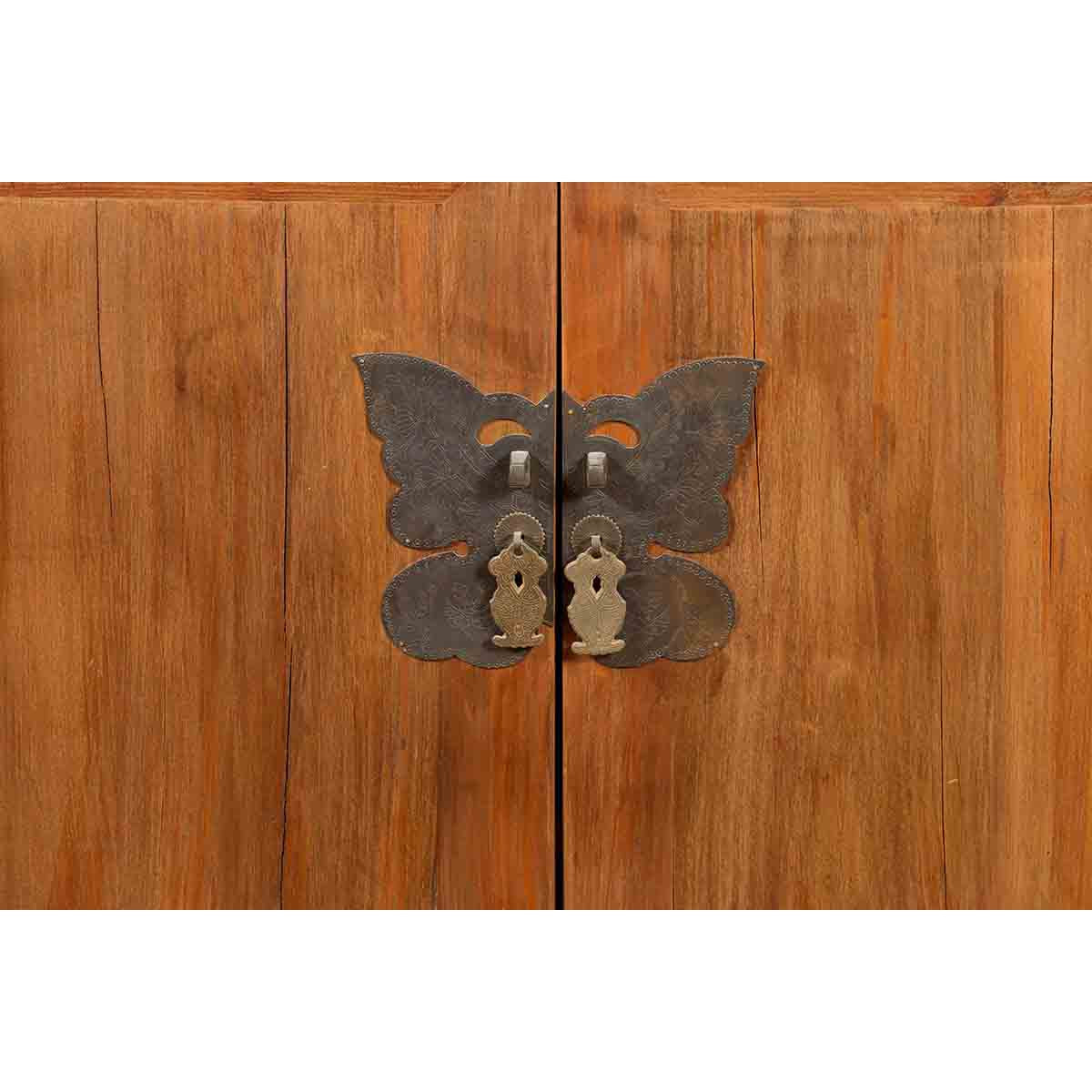 Chinese 19th Century Qing Dynasty Period Wedding Cabinet with Butterfly Hardware-8. Asian &amp; Chinese Furniture, Art, Antiques, Vintage Home Décor for sale at FEA Home