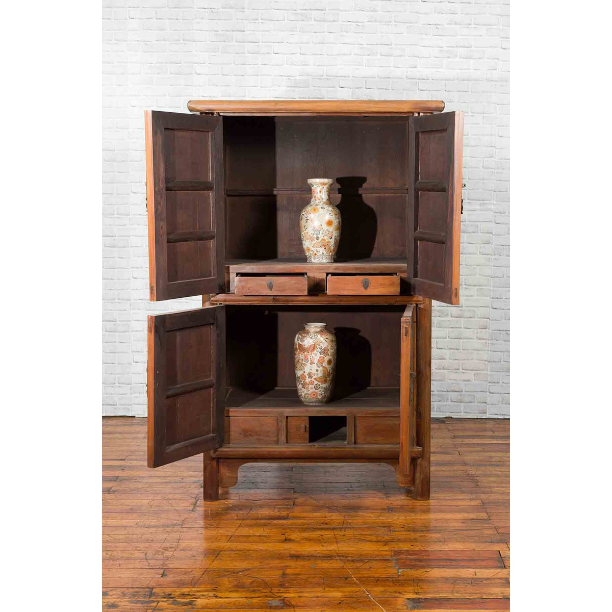 Chinese 19th Century Qing Dynasty Period Wedding Cabinet with Butterfly Hardware-4. Asian &amp; Chinese Furniture, Art, Antiques, Vintage Home Décor for sale at FEA Home