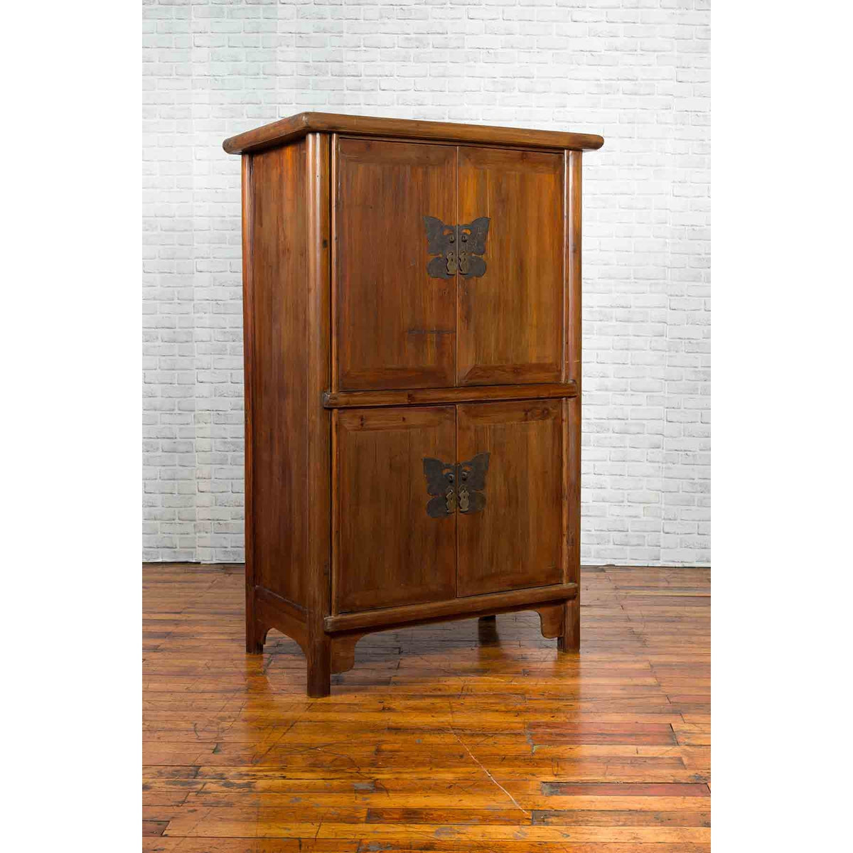 Chinese 19th Century Qing Dynasty Period Wedding Cabinet with Butterfly Hardware-3. Asian &amp; Chinese Furniture, Art, Antiques, Vintage Home Décor for sale at FEA Home
