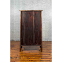 Chinese 19th Century Qing Dynasty Elm and Bamboo Noodle Cabinet with Drawers