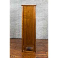 Chinese 19th Century Qing Dynasty Elm and Bamboo Noodle Cabinet with Drawers