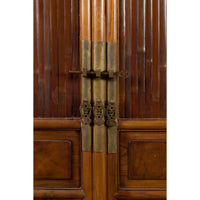 Chinese 19th Century Qing Dynasty Elm and Bamboo Noodle Cabinet with Drawers