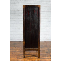 Qing Dynasty 19th Century Painted Chinoiserie Cabinet with Original Red Lacquer