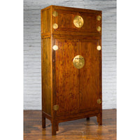 Chinese Qing Dynasty 19th Century Compound Cabinet with Brass Hardware