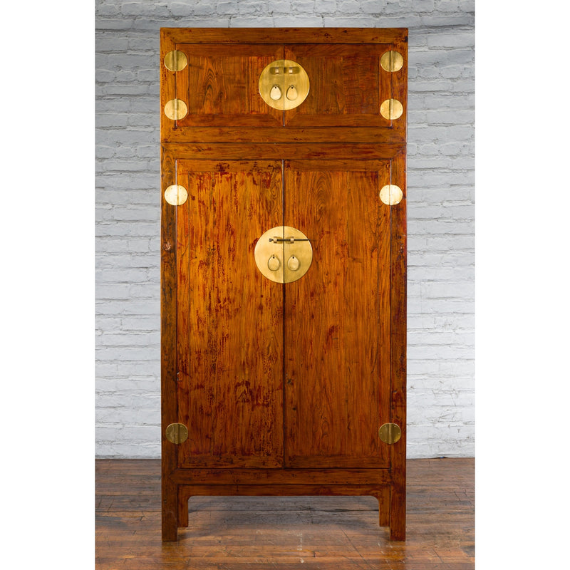 Chinese Qing Dynasty 19th Century Compound Cabinet with Brass Hardware-YN1027-6. Asian & Chinese Furniture, Art, Antiques, Vintage Home Décor for sale at FEA Home