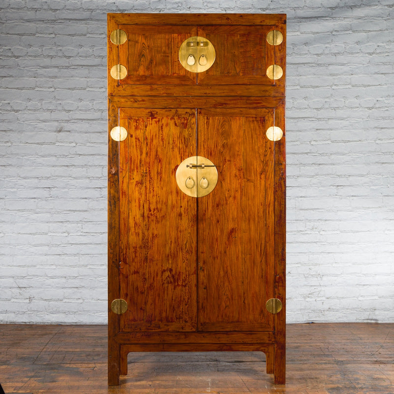 Chinese Qing Dynasty 19th Century Compound Cabinet with Brass Hardware-YN1027-2. Asian & Chinese Furniture, Art, Antiques, Vintage Home Décor for sale at FEA Home