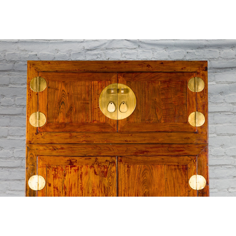 Chinese Qing Dynasty 19th Century Compound Cabinet with Brass Hardware-YN1027-7. Asian & Chinese Furniture, Art, Antiques, Vintage Home Décor for sale at FEA Home