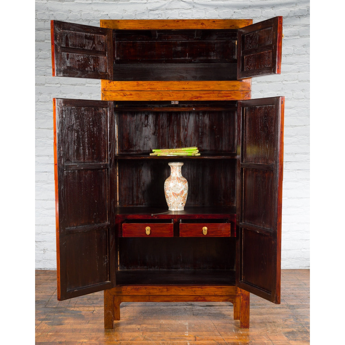 Chinese Qing Dynasty 19th Century Compound Cabinet with Brass Hardware-3. Asian &amp; Chinese Furniture, Art, Antiques, Vintage Home Décor for sale at FEA Home