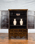 Chinese Qing Dynasty 19th Century Armoire with Carved Skirt, Doors and Drawers-3. Asian & Chinese Furniture, Art, Antiques, Vintage Home Décor for sale at FEA Home
