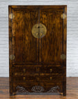 Chinese Qing Dynasty 19th Century Armoire with Carved Skirt, Doors and Drawers-5. Asian & Chinese Furniture, Art, Antiques, Vintage Home Décor for sale at FEA Home