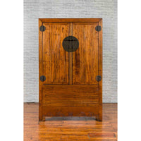 Chinese Qing Dynasty Period 19th Century Cabinet with Hidden Drawers and Panel