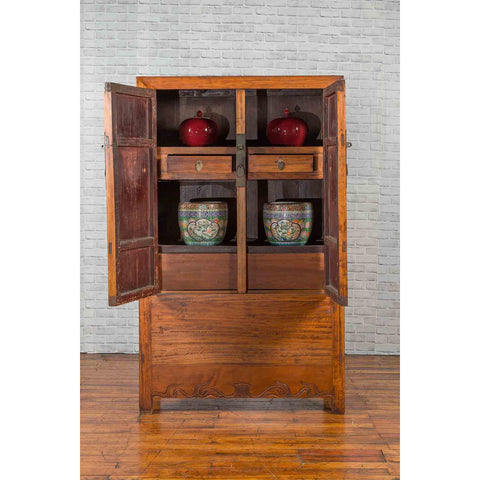 Chinese Qing Dynasty Period 19th Century Cabinet with Hidden Drawers and Panel