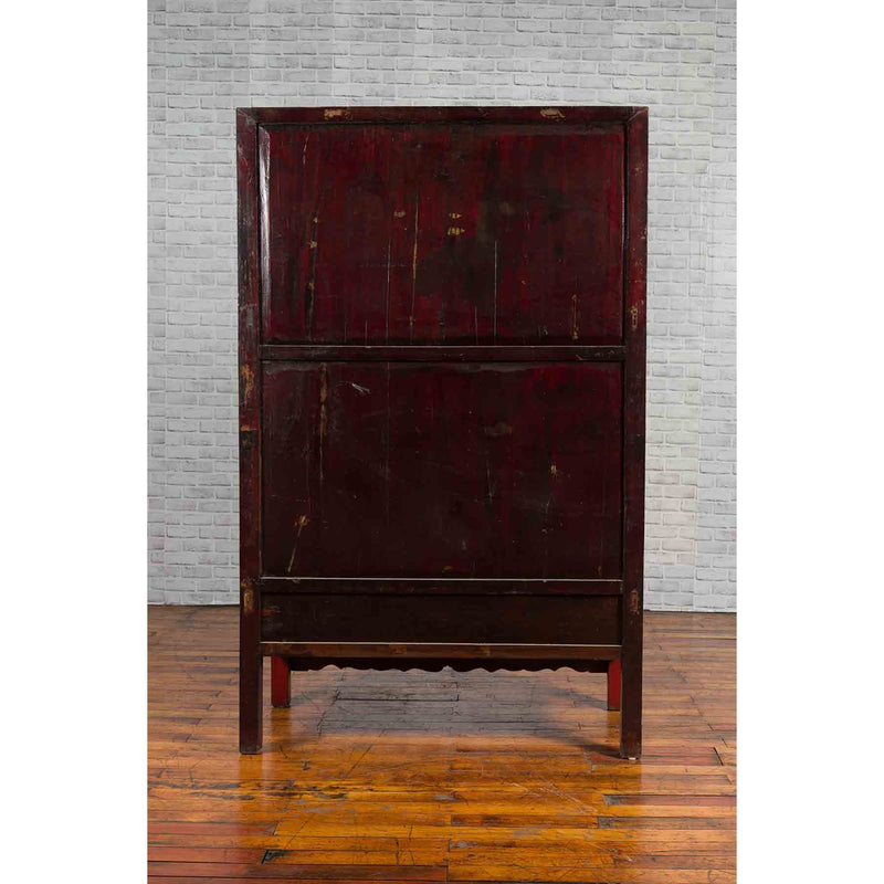 Chinese Red Lacquered Qing Dynasty 19th Century Cabinet with Carved Gilt Apron-YN1041-13. Asian & Chinese Furniture, Art, Antiques, Vintage Home Décor for sale at FEA Home