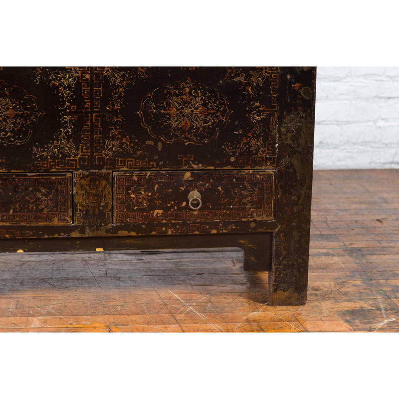 Chinese Qing Dynasty 19th Century Cabinet with Original Black Lacquer Finish - Antique Chinese and Vintage Asian Furniture for Sale at FEA Home