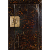 Chinese Qing Dynasty 19th Century Cabinet with Original Black Lacquer Finish