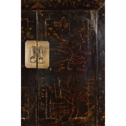 Chinese Qing Dynasty 19th Century Cabinet with Original Black Lacquer Finish - Antique Chinese and Vintage Asian Furniture for Sale at FEA Home