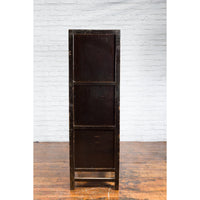 Chinese Qing Dynasty 19th Century Cabinet with Original Black Lacquer Finish