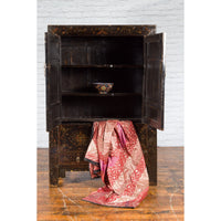 Chinese Qing Dynasty 19th Century Cabinet with Original Black Lacquer Finish