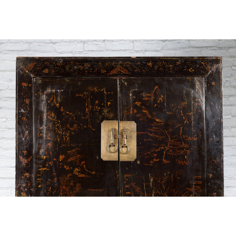 Chinese Qing Dynasty 19th Century Cabinet with Original Black Lacquer Finish - Antique Chinese and Vintage Asian Furniture for Sale at FEA Home