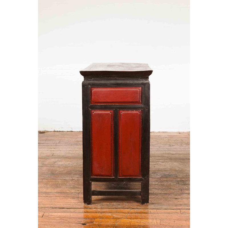 Chinese Qing Dynasty 19th Century Red and Black Lacquer Cabinet with Drawers-YN1055-16. Asian & Chinese Furniture, Art, Antiques, Vintage Home Décor for sale at FEA Home