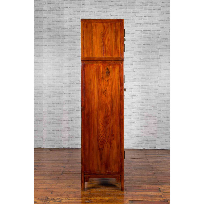 Chinese 19th Century Qing Dynasty Elm Compound Cabinet with Traditional Hardware-YN1068-9. Asian & Chinese Furniture, Art, Antiques, Vintage Home Décor for sale at FEA Home