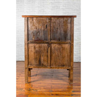 Chinese Qing Mid-19th Century Cabinet with Distressed Patina, Doors and Drawers