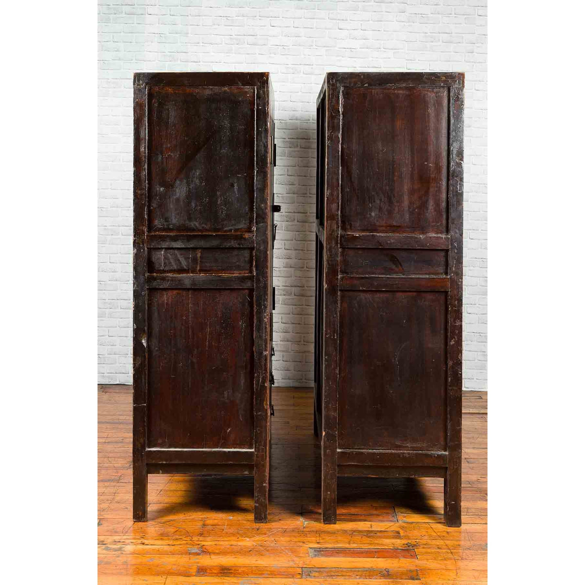 Chinese 19th Century Qing Dynasty Red Lacquer Cabinet with Medallion Hardware-7. Asian &amp; Chinese Furniture, Art, Antiques, Vintage Home Décor for sale at FEA Home