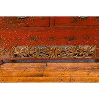 Chinese Qing Dynasty 19th Century Red Lacquer Cabinet with Chinoiserie Décor