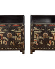 Pair of Chinese Qing Dynasty Black Lacquer Cabinets with Hand Painted Motifs-1. Asian & Chinese Furniture, Art, Antiques, Vintage Home Décor for sale at FEA Home