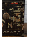 Pair of Chinese Qing Dynasty Black Lacquer Cabinets with Hand Painted Motifs-10. Asian & Chinese Furniture, Art, Antiques, Vintage Home Décor for sale at FEA Home