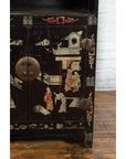 Pair of Chinese Qing Dynasty Black Lacquer Cabinets with Hand Painted Motifs-13. Asian & Chinese Furniture, Art, Antiques, Vintage Home Décor for sale at FEA Home