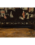 Pair of Chinese Qing Dynasty Black Lacquer Cabinets with Hand Painted Motifs-15. Asian & Chinese Furniture, Art, Antiques, Vintage Home Décor for sale at FEA Home