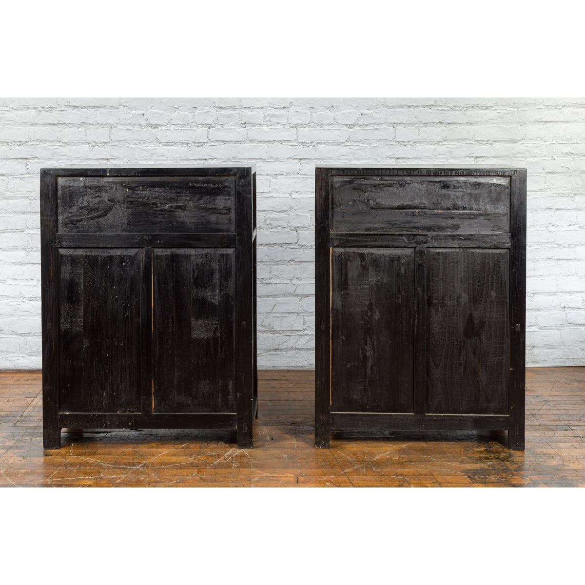 Pair of Chinese Qing Dynasty Black Lacquer Cabinets with Hand Painted Motifs-17. Asian &amp; Chinese Furniture, Art, Antiques, Vintage Home Décor for sale at FEA Home