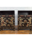 Pair of Chinese Qing Dynasty Black Lacquer Cabinets with Hand Painted Motifs-2. Asian & Chinese Furniture, Art, Antiques, Vintage Home Décor for sale at FEA Home