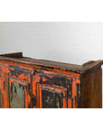 19th Century Indian Hand-Painted Burnt Orange and Green Cabinet-6. Asian & Chinese Furniture, Art, Antiques, Vintage Home Décor for sale at FEA Home