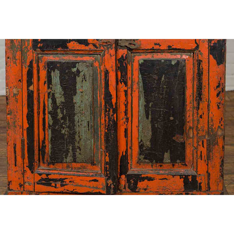 19th Century Indian Hand-Painted Burnt Orange and Green Cabinet-8. Asian & Chinese Furniture, Art, Antiques, Vintage Home Décor for sale at FEA Home