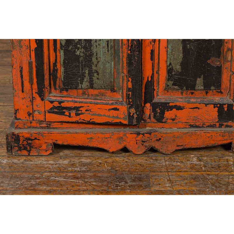 19th Century Indian Hand-Painted Burnt Orange and Green Cabinet-9. Asian & Chinese Furniture, Art, Antiques, Vintage Home Décor for sale at FEA Home
