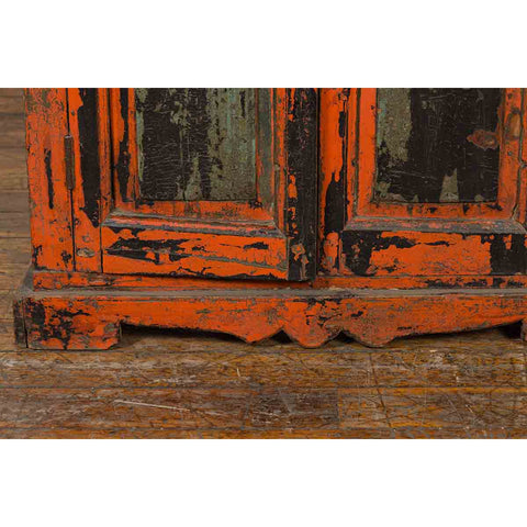 19th Century Indian Hand-Painted Burnt Orange and Green Cabinet-9. Asian & Chinese Furniture, Art, Antiques, Vintage Home Décor for sale at FEA Home