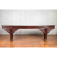 Large Qing Dynasty Chinese Altar Console Table with Fretwork and Dragon Motifs