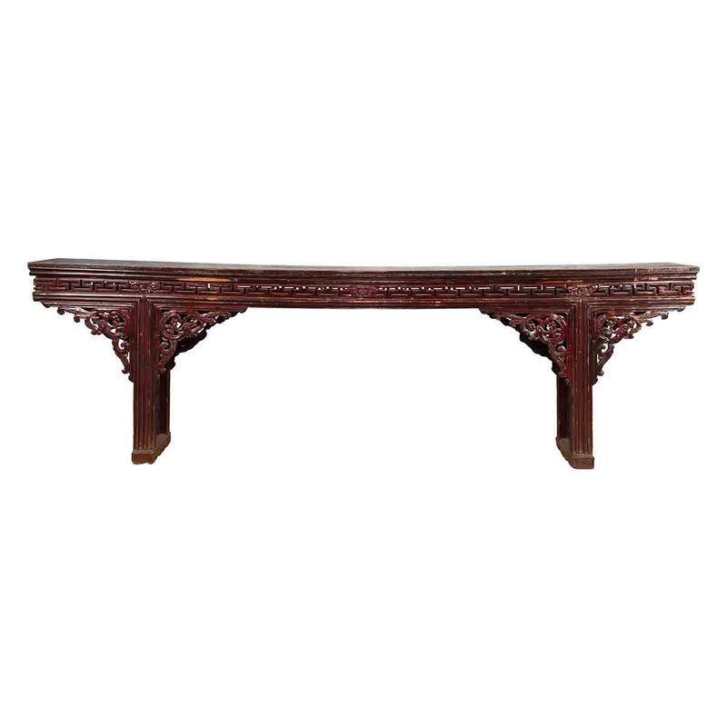 Large Qing Dynasty Chinese Altar Console Table with Fretwork and Dragon Motifs- Asian Antiques, Vintage Home Decor & Chinese Furniture - FEA Home