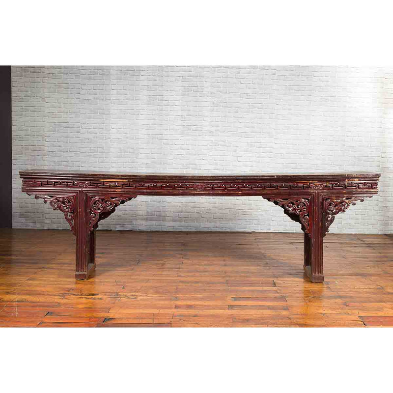 Large Qing Dynasty Chinese Altar Console Table with Fretwork and Dragon Motifs-YN1141-2. Asian & Chinese Furniture, Art, Antiques, Vintage Home Décor for sale at FEA Home