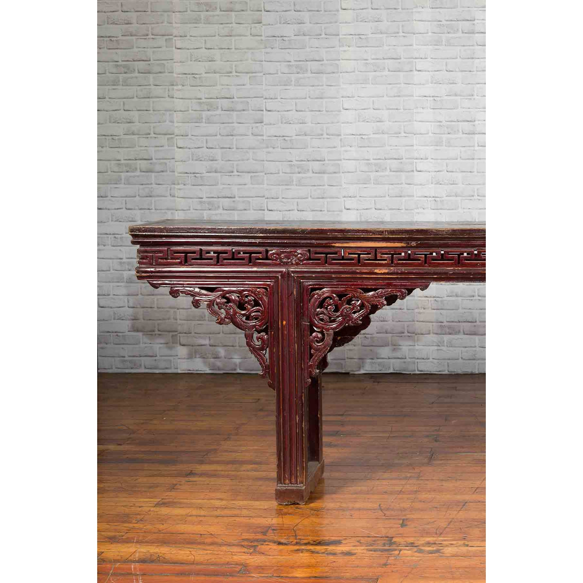 Large Qing Dynasty Chinese Altar Console Table with Fretwork and Dragon Motifs-5. Asian &amp; Chinese Furniture, Art, Antiques, Vintage Home Décor for sale at FEA Home