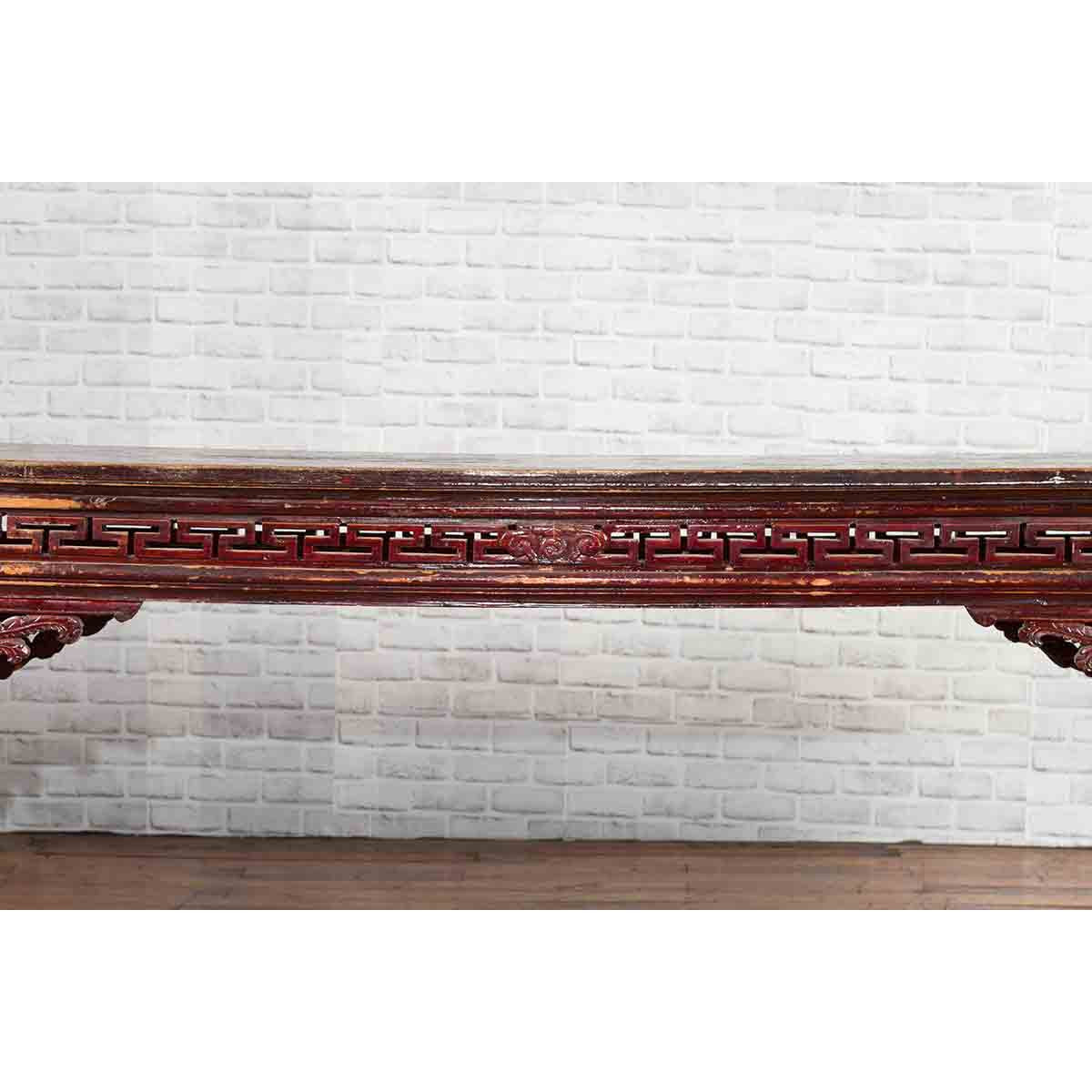Large Qing Dynasty Chinese Altar Console Table with Fretwork and Dragon Motifs-6. Asian &amp; Chinese Furniture, Art, Antiques, Vintage Home Décor for sale at FEA Home