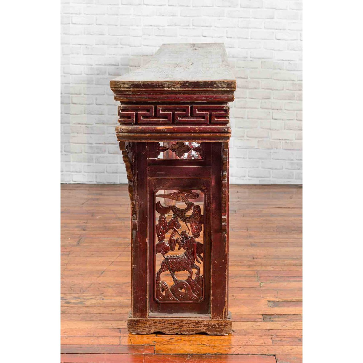Large Qing Dynasty Chinese Altar Console Table with Fretwork and Dragon Motifs-9. Asian &amp; Chinese Furniture, Art, Antiques, Vintage Home Décor for sale at FEA Home