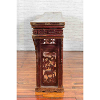 Large Qing Dynasty Chinese Altar Console Table with Fretwork and Dragon Motifs